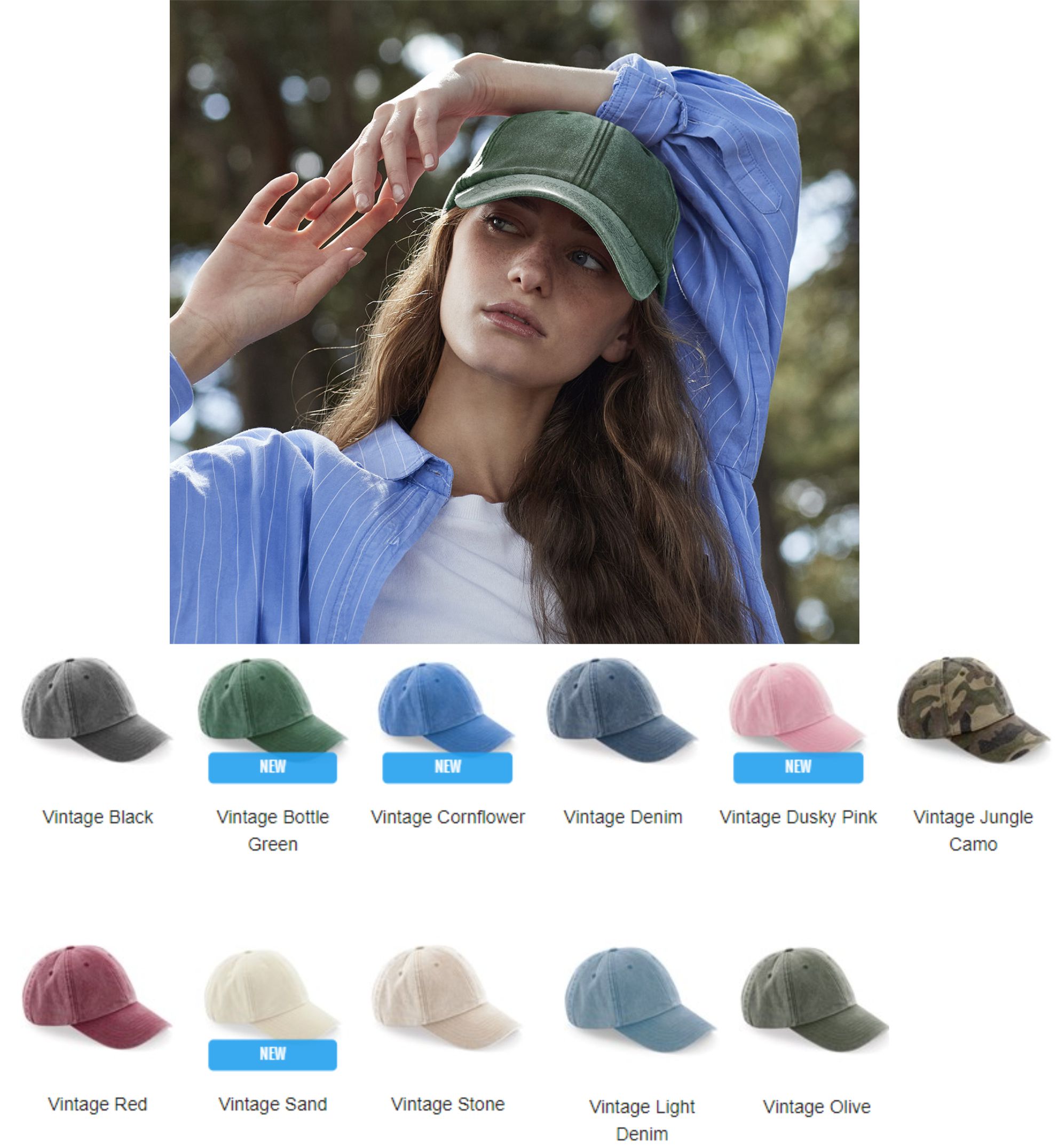 Beechfield BB655 Vintage Low Profile Cap  Beechfield BB655 Vintage Low Profile Cap